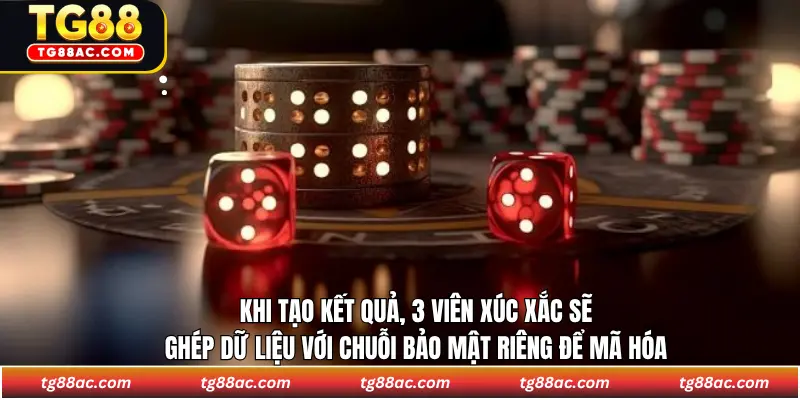 Khi tạo kết quả, 3 viên xúc xắc sẽ ghép dữ liệu với chuỗi bảo mật riêng để mã hóa